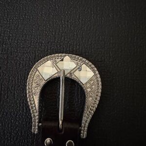 Silver and Black Belt with Rhinestones